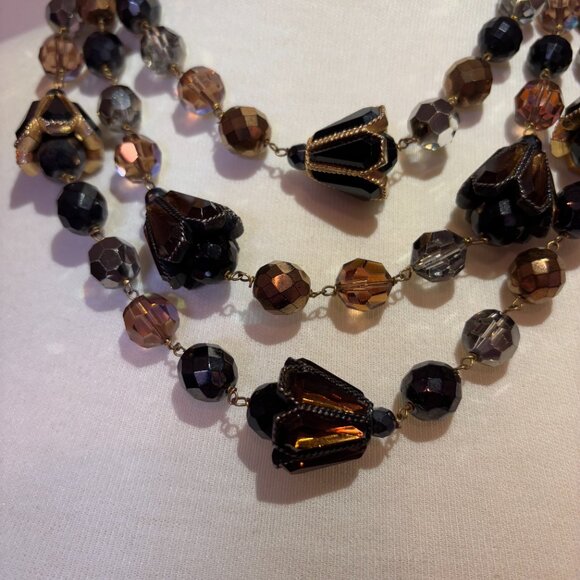 Vintage De Mario Multi Strand Crystal Bead Necklace - Picture 3 of 4